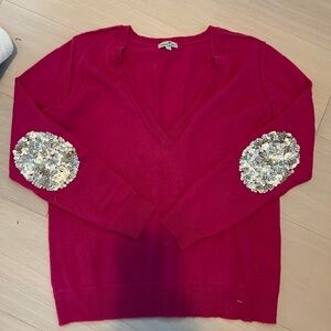 Cortland Park Pink Cashmere V neck Sweater